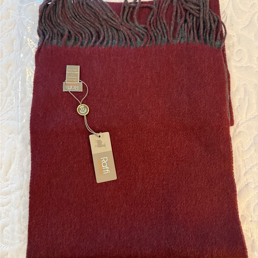 Raffi Cashmere Scarf in Cranberry and Iron